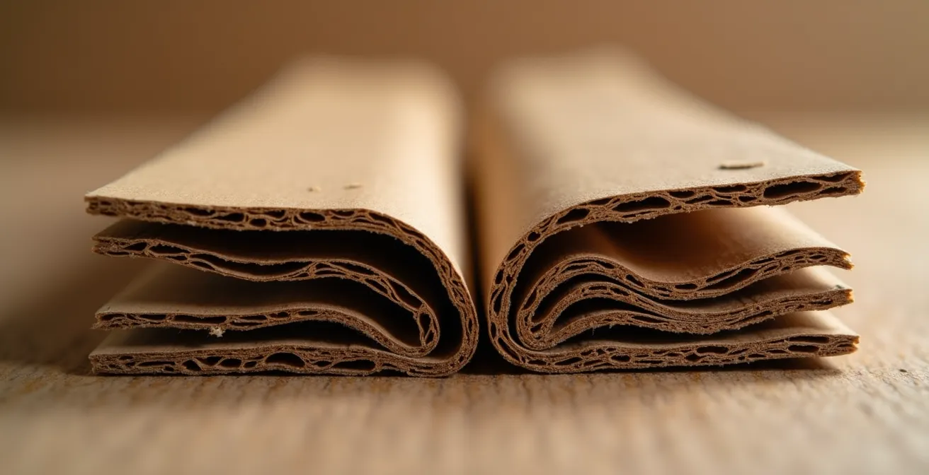 Comparaison macro entre la structure du carton ondulé simple et double paroi